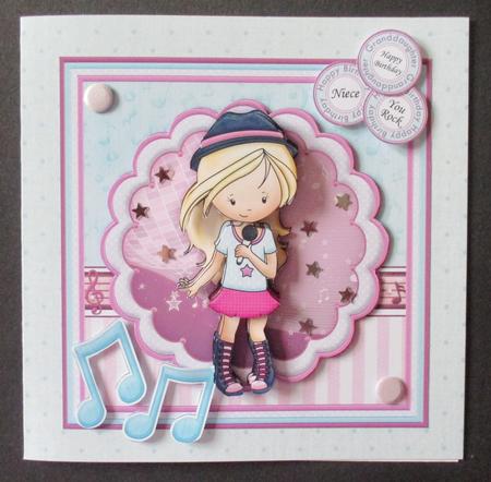 You Rock Girl 8x8 Singing Girl Mini Kit & Decoupage by Davina Rundle