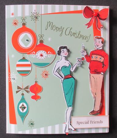 Retro Christmas Couple Card Front by Davina Rundle