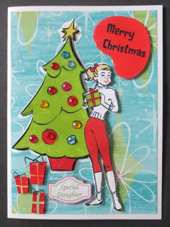 Retro Teenage Girl Christmas Card by Davina Rundle