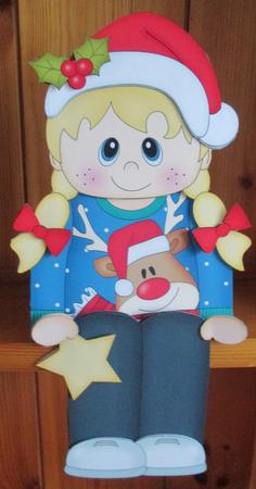 3D on the Shelf Card Kit - Little Christmas Jumper Girl by Davina Rundle