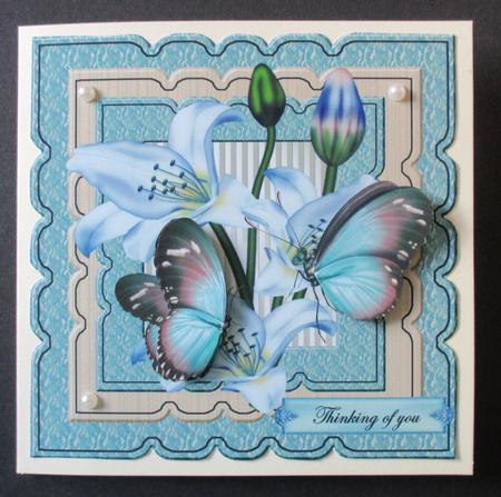 Scallop Topper Sympathy Butterflies & Lilies by Davina Rundle