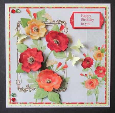 Pretty Poppies 7x7 Card with Decoupage by Davina Rundle