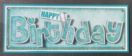 Large Dl Happy Birthday Denim Felties Quick Card N 3D Decoup by Davina Rundle