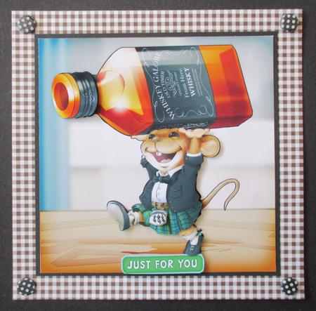 Scots Whisky Mouse! Green Kilt 8x8 Quick Card by Davina Rundle
