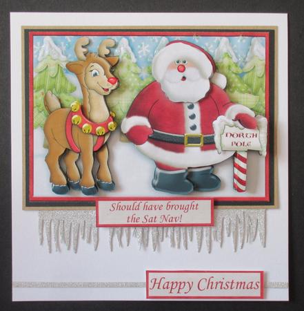 Santa Rudolph Should Have Brought the Sat Nav Decoupage by Davina Rundle