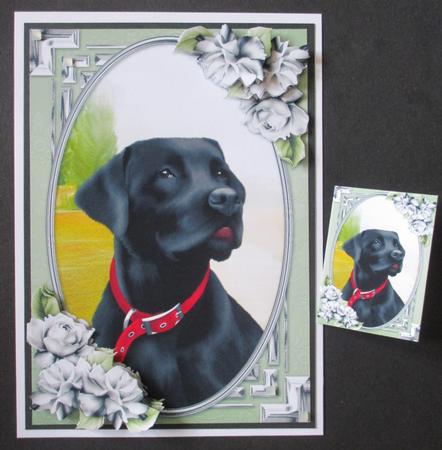 Black Labrador Card Front with Gift Tag by Davina Rundle