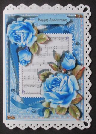 Stunning Blue Roses on a Music Sheet 3  by Davina Rundle