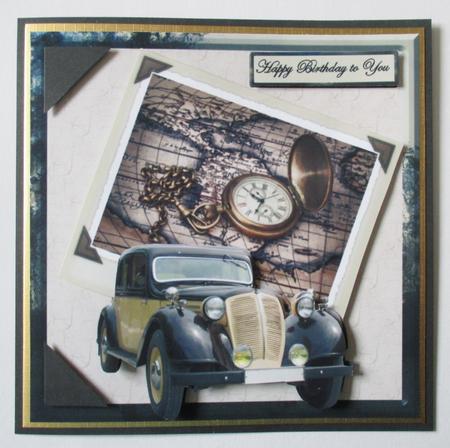 Time to Travel Card Front with Decoupage by Davina Rundle