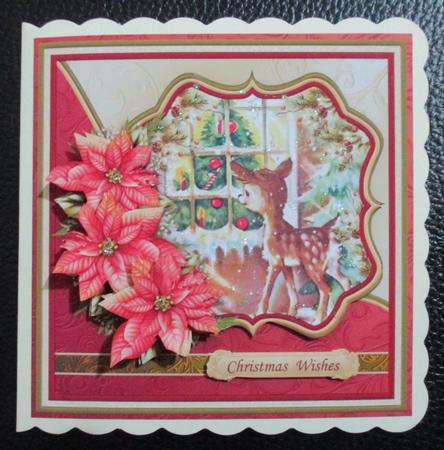 Christmas Fawn & Poinsettia 7.5 Decoupage Mini Kit by Davina Rundle