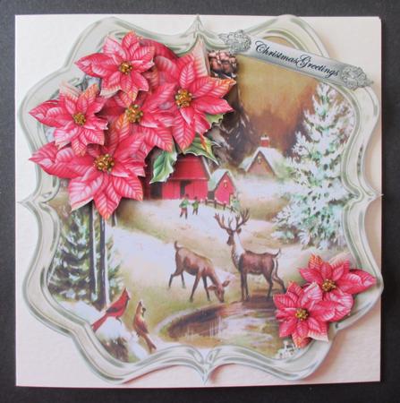 Scallop Topper Vintage Snowscene & Poinsettias by Davina Rundle