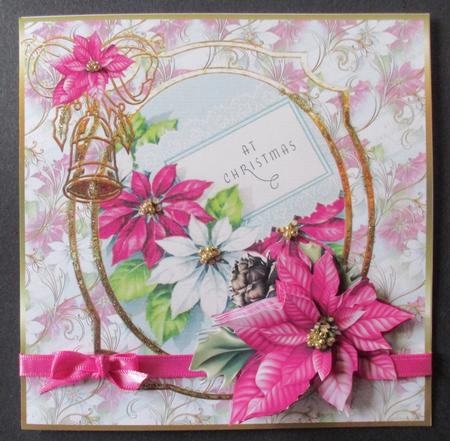 Bells and Poinsettias 7x7 Card with Decoupage by Davina Rundle
