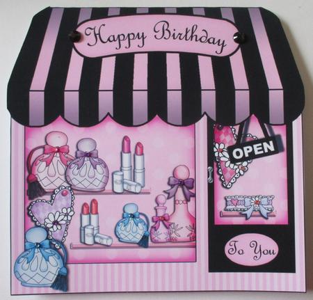 Pamper Yourself Shop Shaped Card Decoupage N Greetings by Davina Rundle