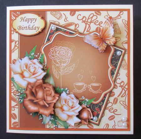 Coffee and Roses Card Topper & Decoupage by Davina Rundle