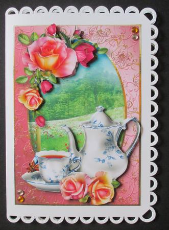 Blue & White Tea Time with Roses by Davina Rundle