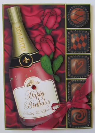 A5 Birthday Champers Chocs N Roses 3D Decoupage by Davina Rundle