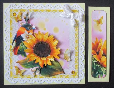Sunflower Mini Greeting Card Kit with Bird by Davina Rundle