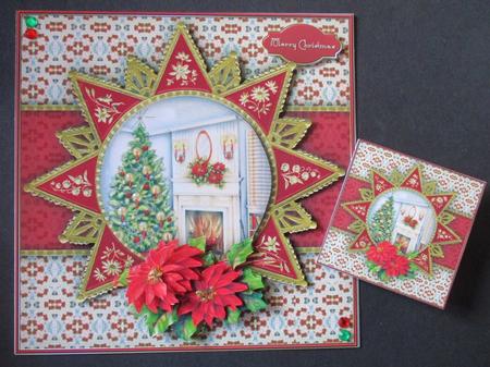 Festive Fireplace and Poinsettias 8x8 Mini Kit by Davina Rundle