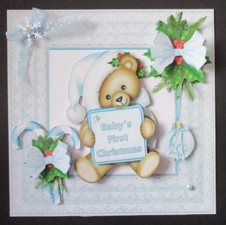 8x8 Baby Boy 1st Christmas Ribbons and Lace Mini Kit by Davina Rundle