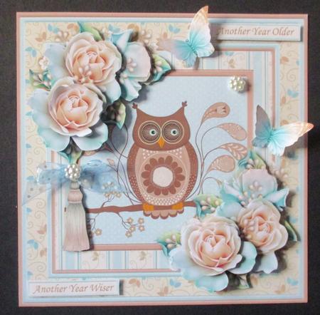 Owl Butterfly & Roses 8x8 Decoupage Mini Kit by Davina Rundle