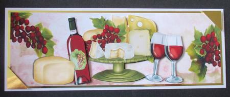 Cheese & Red Wine with Stand and Glasses Dl by Davina Rundle