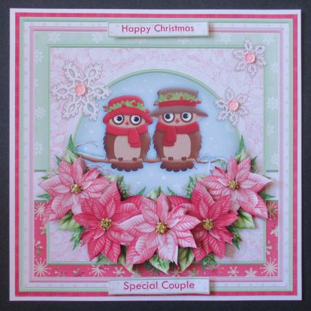 Christmas Owls & Poinsettia 8x8 Decoupage Mini Kit by Davina Rundle