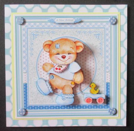 Baby Boy Bear & Duck 8x8 Decoupage Mini Kit by Davina Rundle