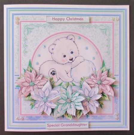 Baby Polar Bear & Poinsettia Christmas 8x Decoupage Mini Kit by Davina Rundle
