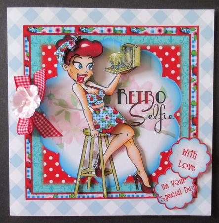 Retro Selfie Cherry Blossom Card Front Kit by Davina Rundle