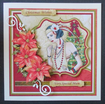 Christmas Art Deco Lady & Red Poinsettia 7.5 Mini Kit by Davina Rundle