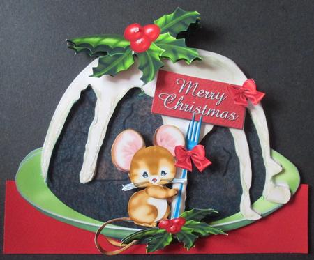 Christmas Pudding and Mouse Shaped Card by Davina Rundle