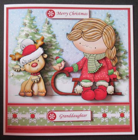 Izzy's Reindeer Sleigh Christmas 8x8 Decoupage Mini Kit by Davina Rundle
