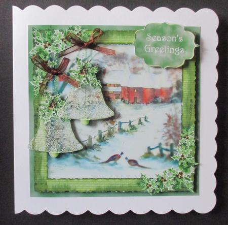 Winter Scene with Bells & Holly by Davina Rundle