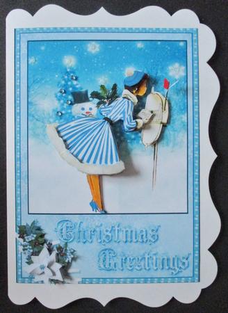 Retro Lady Christmas Post Card Front and Decoupage by Davina Rundle