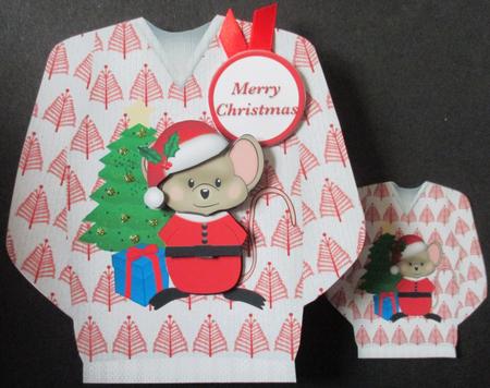 Santa Mouse - Christmas Jumper Card Mini Kit by Davina Rundle