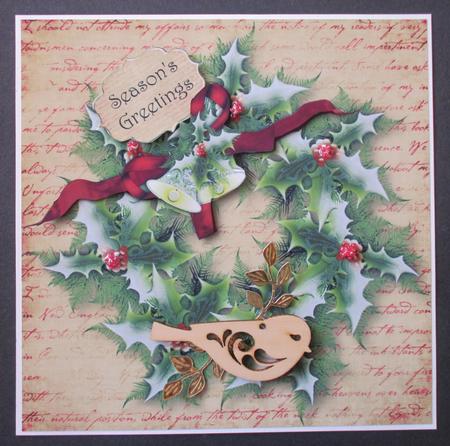 Holly Wreath on Christmas Script by Davina Rundle