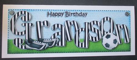 Large Dl Birthday Grandson Football Card & 3D Decoupage by Davina Rundle