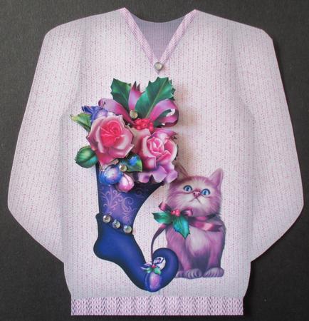 Kitty's Stocking - Christmas Jumper Card Mini Kit by Davina Rundle