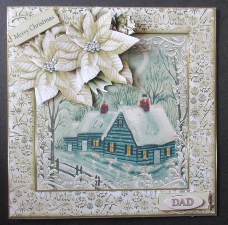 Farmhouse at Christmas 7x7 Card with Decoupage by Davina Rundle