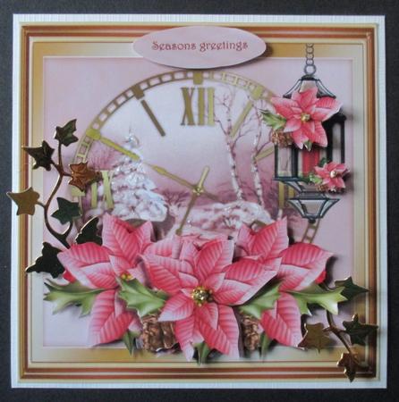 Christmas Clock & Pink Poinsettias by Davina Rundle