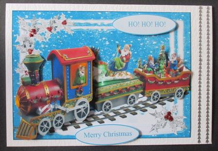 Merry Holiday Train Topper with Decoupage by Davina Rundle