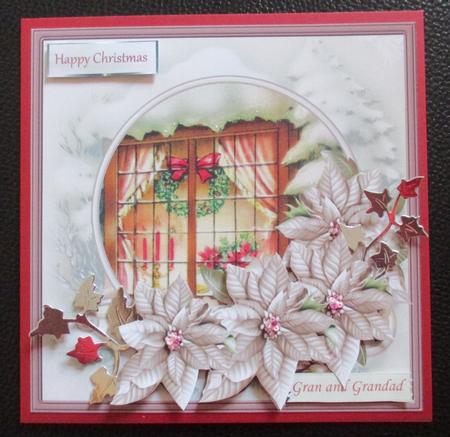 Christmas Window 7x7 Card with Decoupage by Davina Rundle