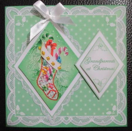 Christmas Stocking My Grandparents 7in Double Diamond Topper by Davina Rundle