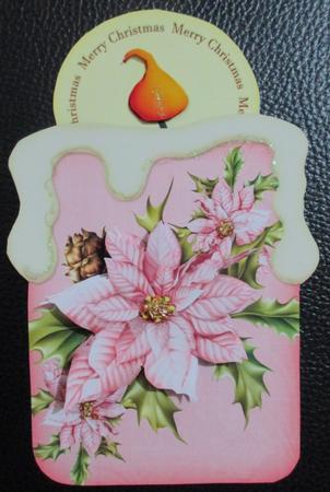 Candle Shape Card Christmas Poinsettia Pink 692 by Davina Rundle