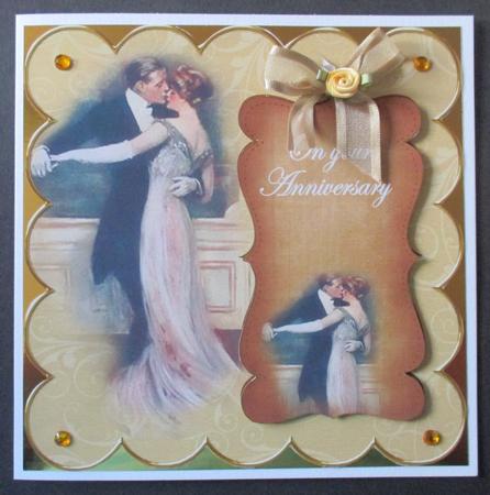 Dancing Couple Gold Your Anniversary 8in Scallop Topper by Davina Rundle