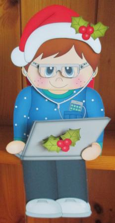 3D on the Shelf Card Kit - Little Christmas Computer Boy by Davina Rundle