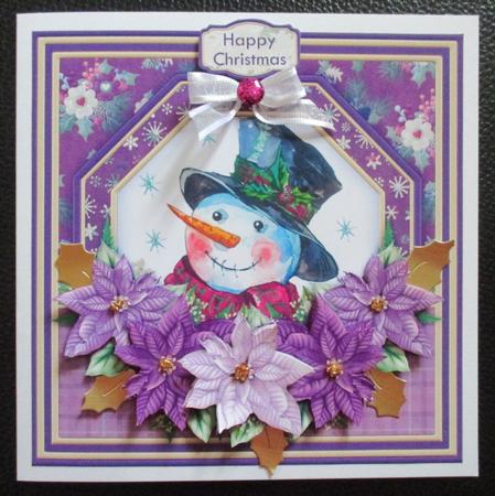 Jolly Snowman & Lilac Poinsettia 7.5 Decoupage Mini Kit by Davina Rundle