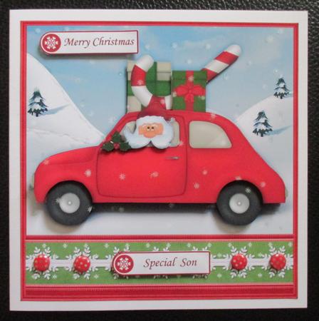 Santa's Car Christmas 7.5 Decoupage Mini Kit by Davina Rundle