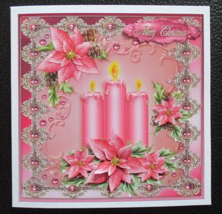 Pink Candles Christmas Decor 8x8 by Davina Rundle