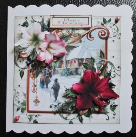 8x8 Christmas Amaryllis with Vintage Church Mini Kit by Davina Rundle