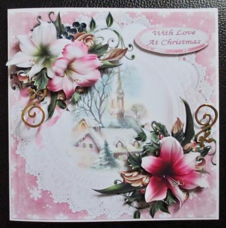 8x8 Christmas Amaryllis with Pink Church Mini Kit by Davina Rundle